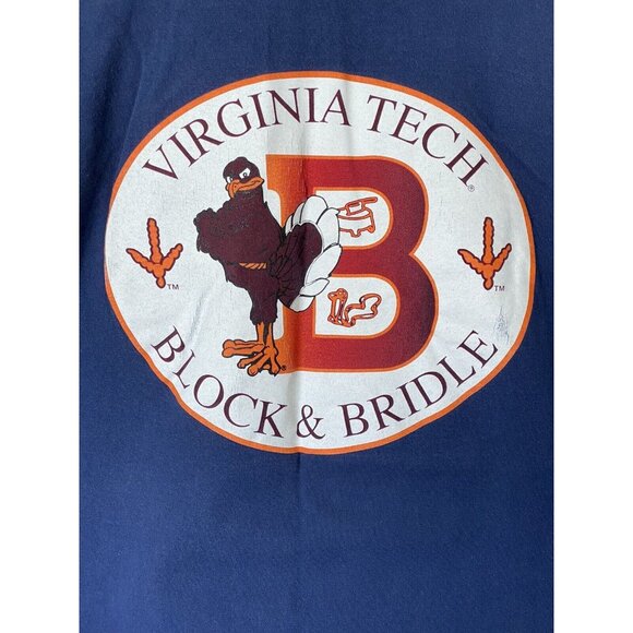 Virginia Tech Block & Bridle Blue L/S T-Shirt Men's Size L Pocket T Vintage - Picture 12 of 12